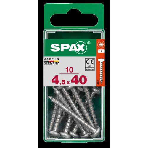 Spax Universele Schroef Ronde Kop 4,5x40mm 10 Stuks