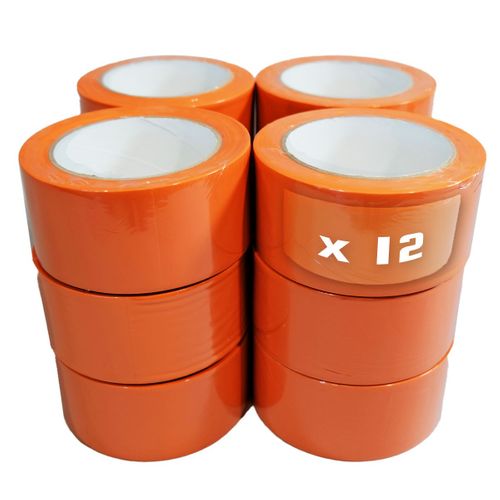 Tecplast Set Van 12 Bouw Oranje Pvc Plakbanden 50 Mm X 33 M - Kleefrol