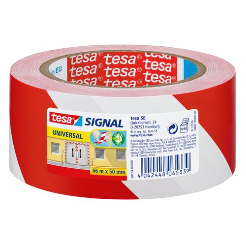 Tesa Premium Signalisatietape Rood/wit 66mx60mm