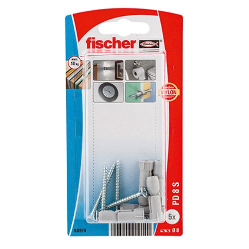 Fischer Nylon Plaatplug Pd 8mm + Schroef 5st.