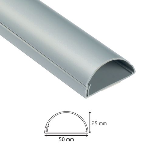D-line Kabelgoot Zelfklevend Halfrond 50x25mm 1,5m Aluminium Optiek