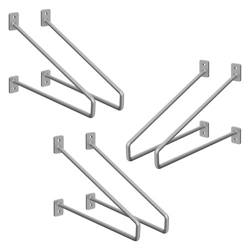 Ml-design 6-delige Plankdrager, 265 Mm, Zilver, Staal, Haarspeld Plankdrager
