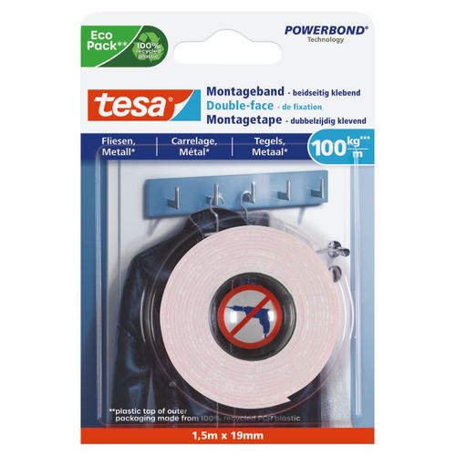 Tesa Powerbond 77746 Dubbelzijdige Bevestigingstape Voor Tegels En Metaal 100 Kg/m
