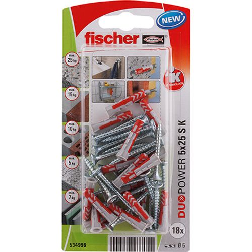Fischer Nylon Plug Duopower Universeelplug 5x25 + Schroef 18st.